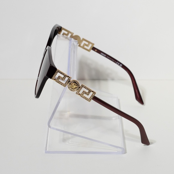 Versace Perla Dark Ruby Sunglasses with gold Medusa medallions - Picture 4 of 7